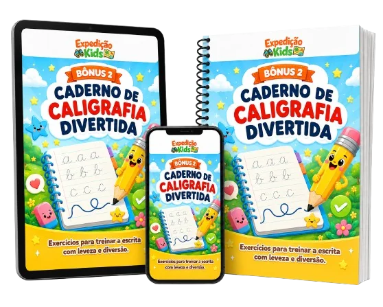 Mockup do Bônus 2 - Caderno de Caligrafia Divertida