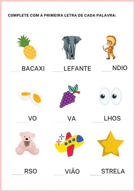 Exemplo de atividade - primeira letra da palavra